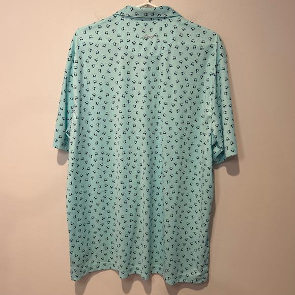 Greg Norman‎ Men Polo Golf Collared Shirt XL Golf Cart Design Short Sleeve Aqua - Picture 7 of 7